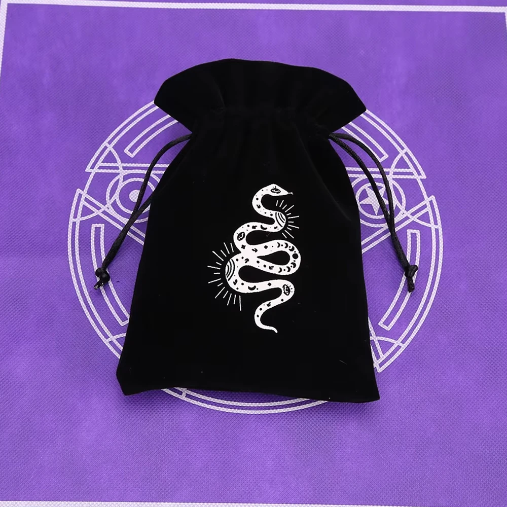 Velvet Drawstring Tarot Storage Bag with Embroidery Design