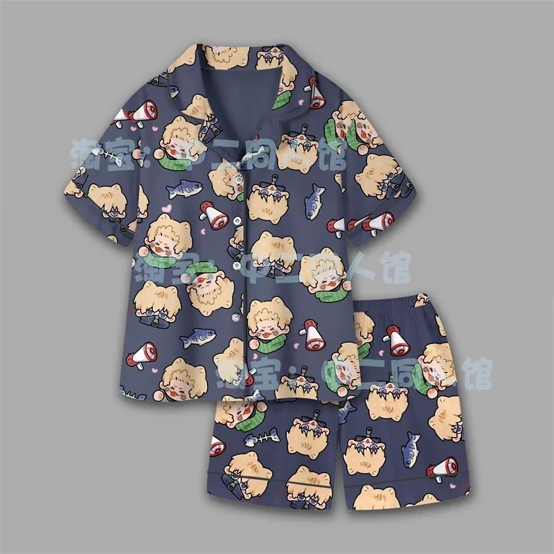 Anime Jujutsu Kaisen Gojo Satoru Geto Suguru  In Umaki Toge Summer Soft Pajama Set Ice Silk Fabric