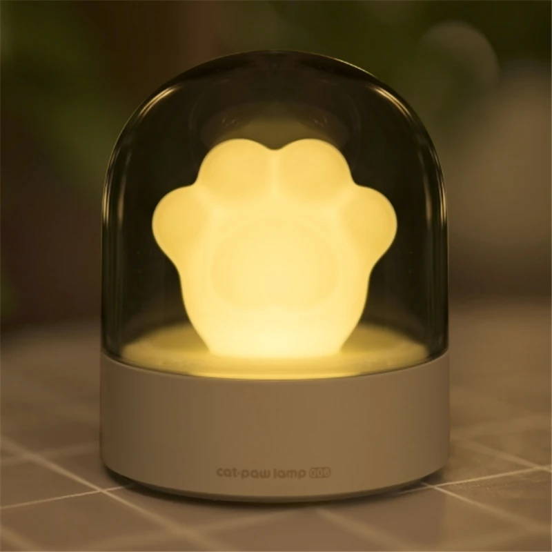 Cartoon Cat Claw Atmosphere Light lampada da tavolo a LED ricarica USB luce notturna con carillon per la decorazione della stanza dei bambini regalo di natale