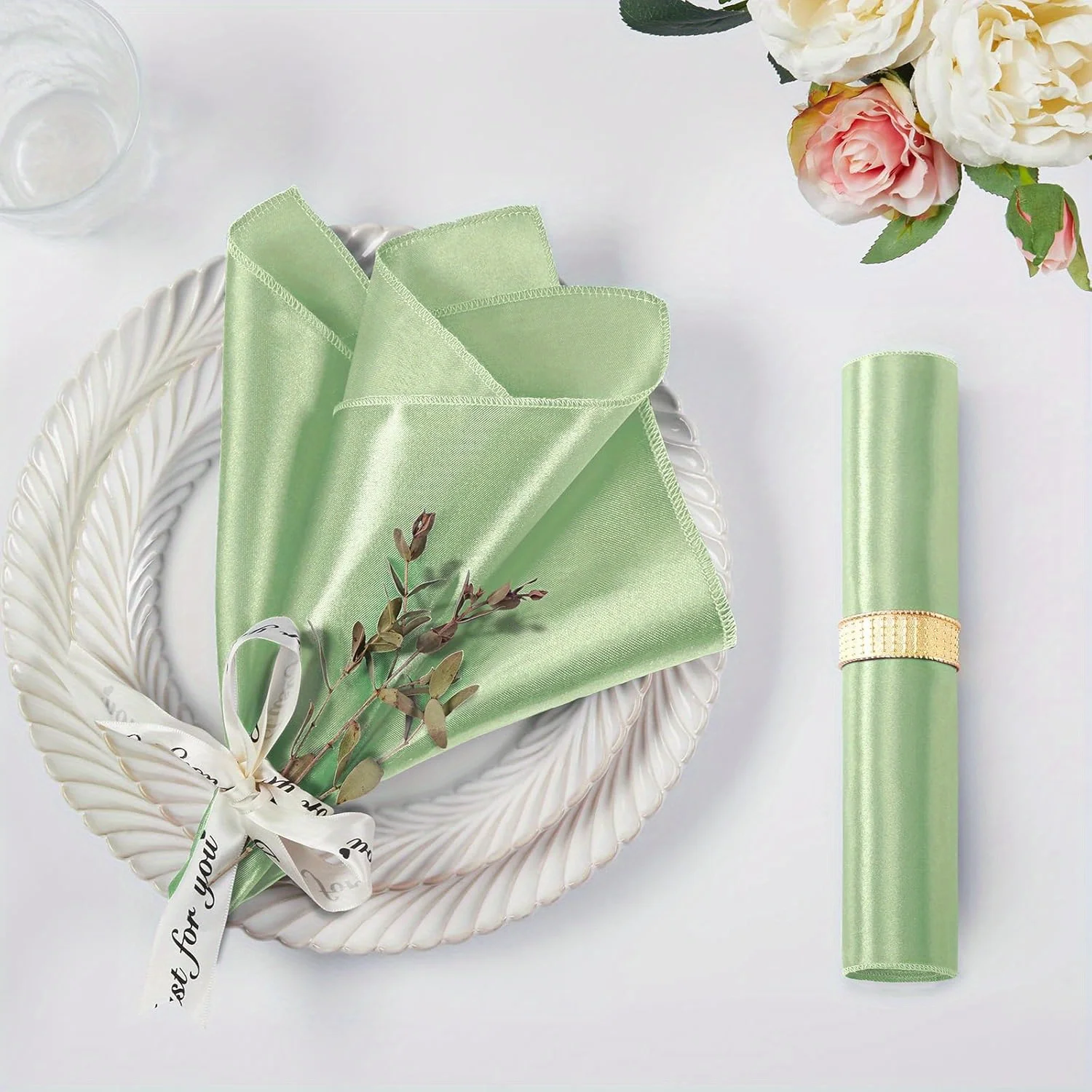 VIKAMA Multi Color Satin Cloth Napkins 50pcs Soft Washable Shiny Square Dinner Napkins for Wedding Party Dining Decor