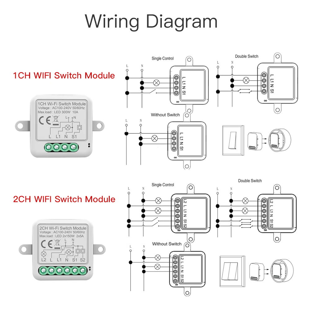 Tuya WiFi Zigbee Smart Switch Module Electrical Switching Breaker 1/2/3/4Gang Lighting Switch Module APP Control Alexa