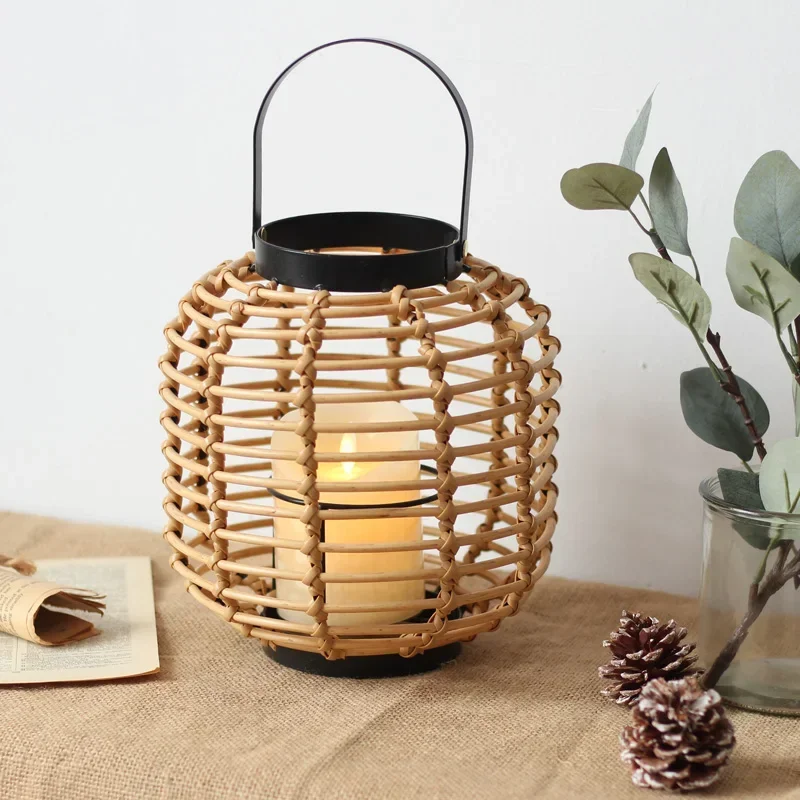 

Vine-like hand-woven lantern teahouse restaurant new Chinese style candlestick ornaments desktop decorative candlelight