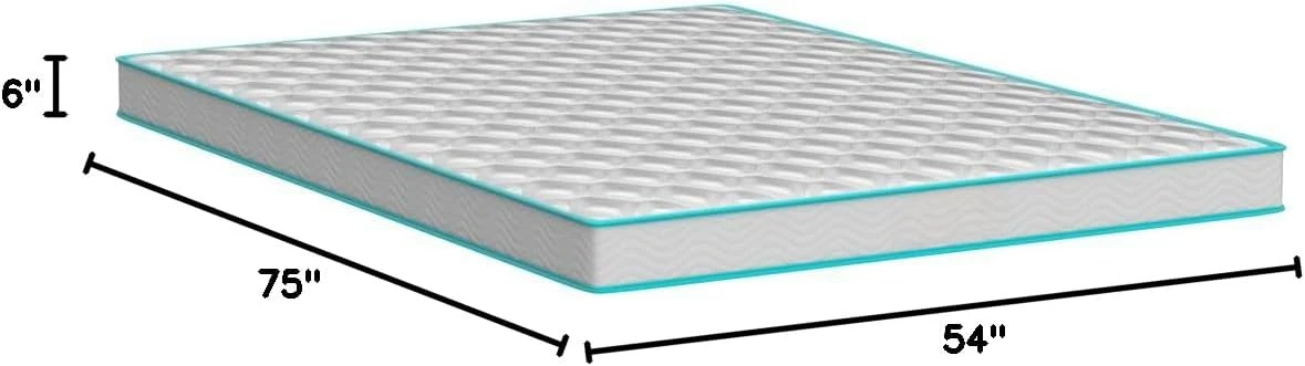 6 Inch Mattress - Firm Feel - Bonnell Spring with Foam Layer - Mattress in a Box - Youth or Kids Bed