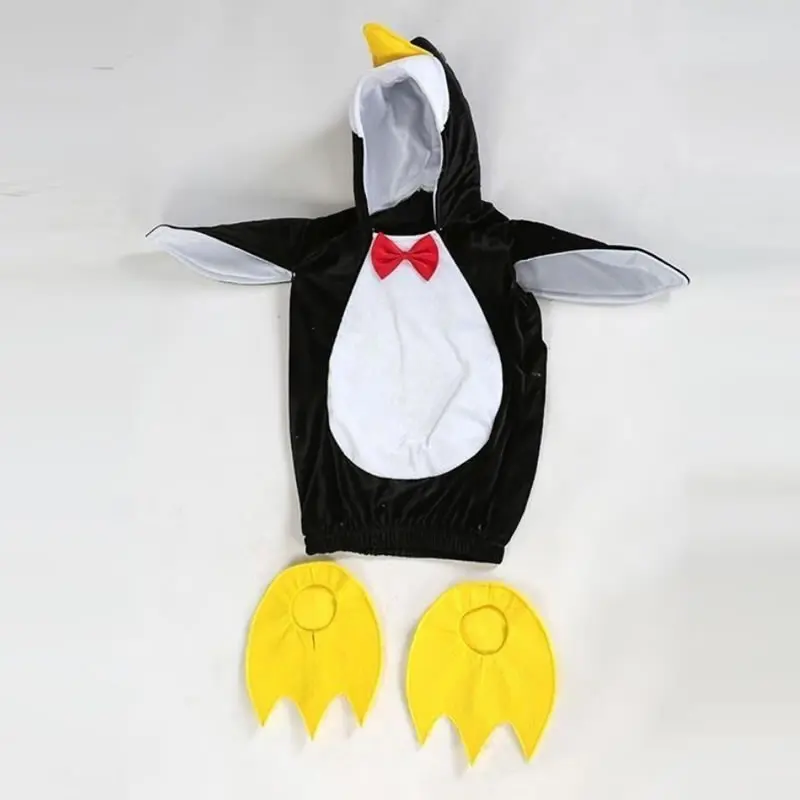 Christmas Penguin Costume For Baby Boy Girl Hoodies Kid Hooded Top+Shoes Set Children Cosplay Clothes