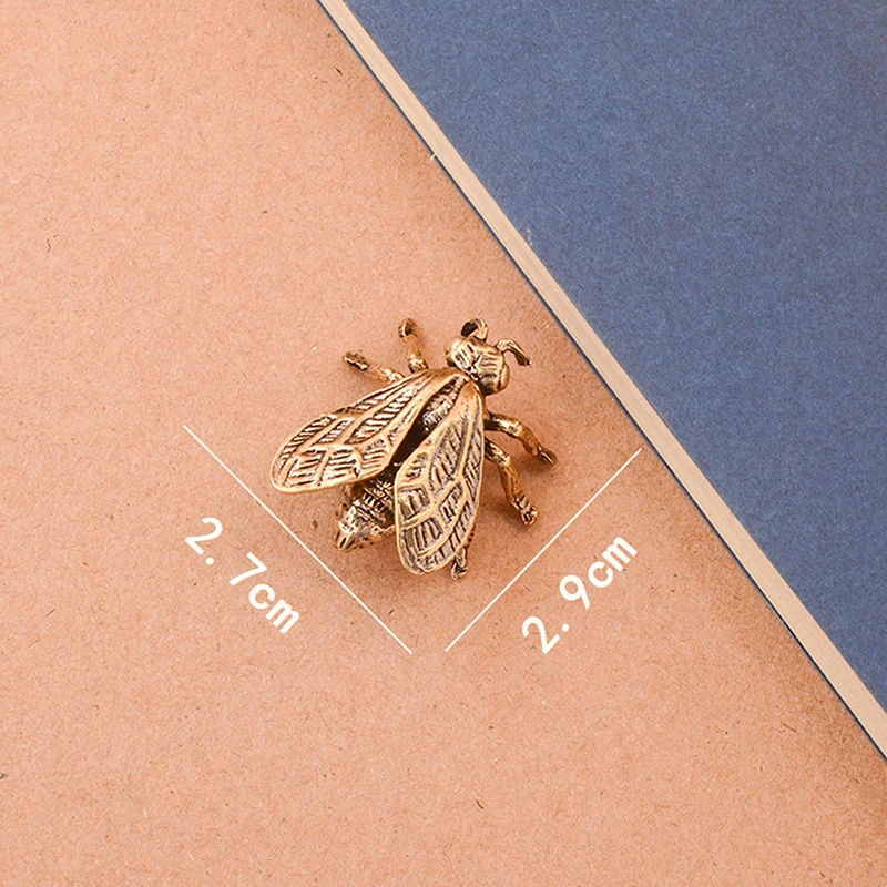 B*Solid Brass Simulation  Honeybee/Dragonfly Figurines Miniatures Tea Pet Funny Beetle Craft Desktop Ornament Home Decoratio