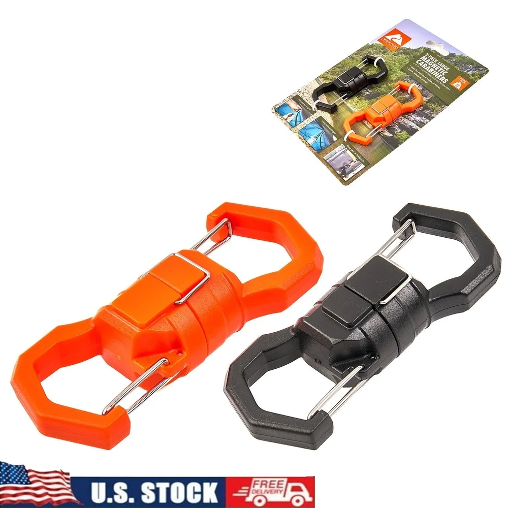 2-حزمة حلقات تسلق مغناطيسية سعة وزن 10 رطل، مشابك حديد سريعة الإصدار، أدوات تنظيم معلقة مثالية للاستخدام الداخلي والخارجي