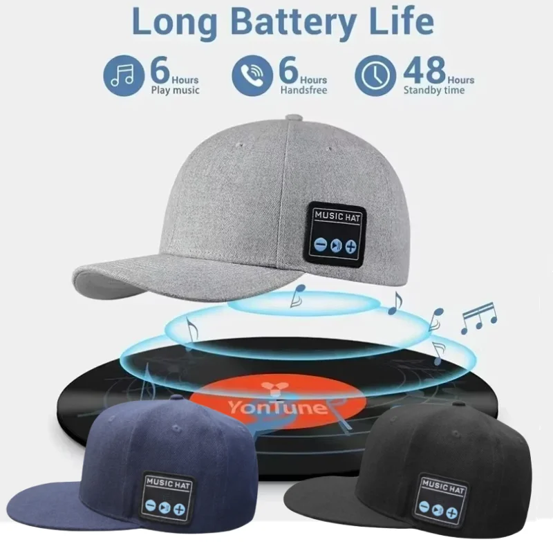 

Беспроводная музыкальная кепка с Bluetooth, 3 цвета, регулируемая, с двумя динамиками, съемные наушники, для бега, спорта и активного отдыха