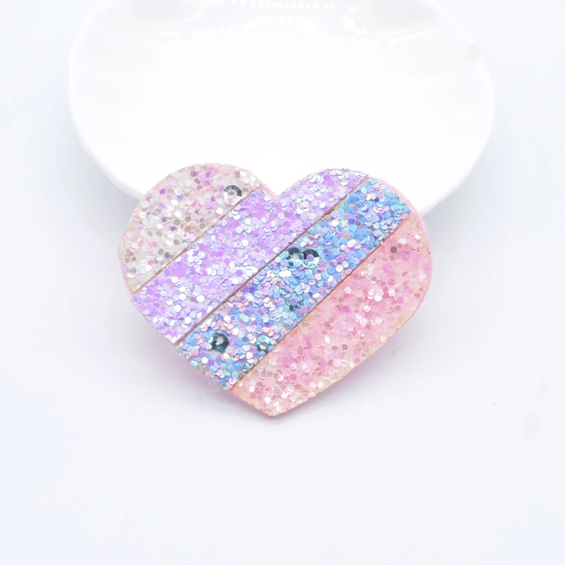 10Pcs Padded Pinkycolor Heart Rainbow Applique for DIY Clothes Hat Crafts Decor Headwear Hair Clips Bow Accessories