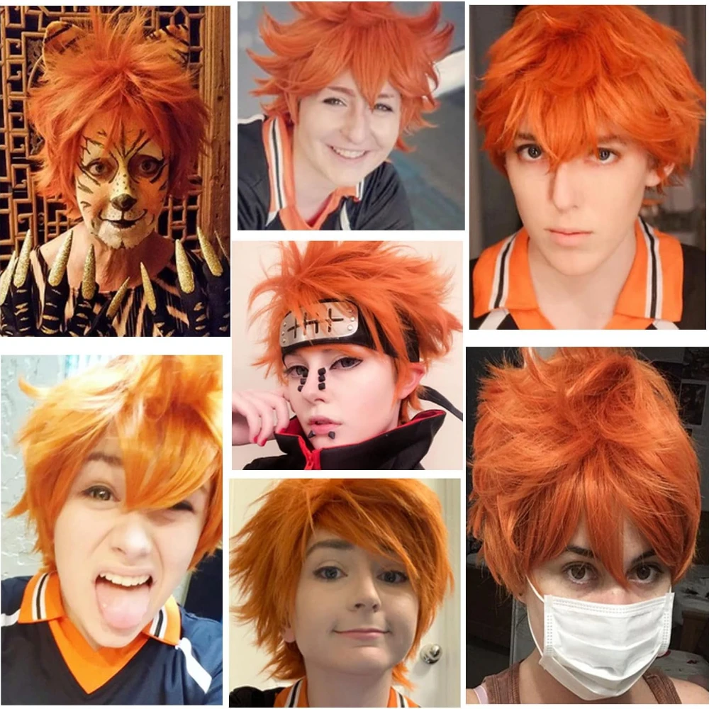 Kurze orange Haikyu Hinata Shyoyo Anime Show Cosplay Kostüm Perücke Mode Kunsthaar Perücken für Männer Jungen