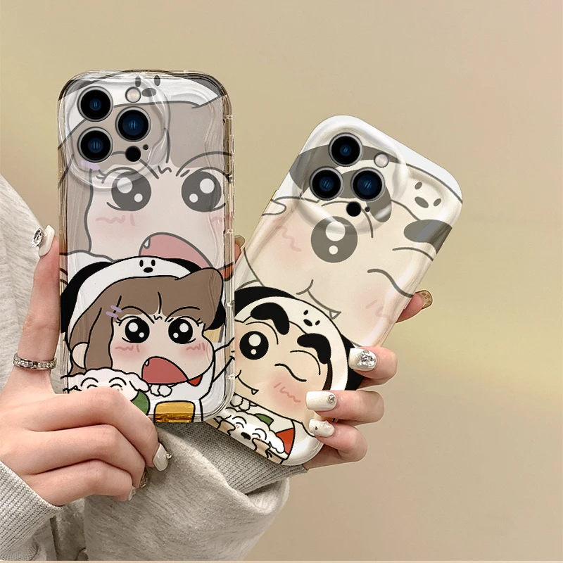 

Hot C-Crayon Shin-chans Couple Phone Case For iPhone 16 Pro Max Case 15 14 13 12 11 8 7 Plus X XR XS Max Non-Slip Silicone Cover