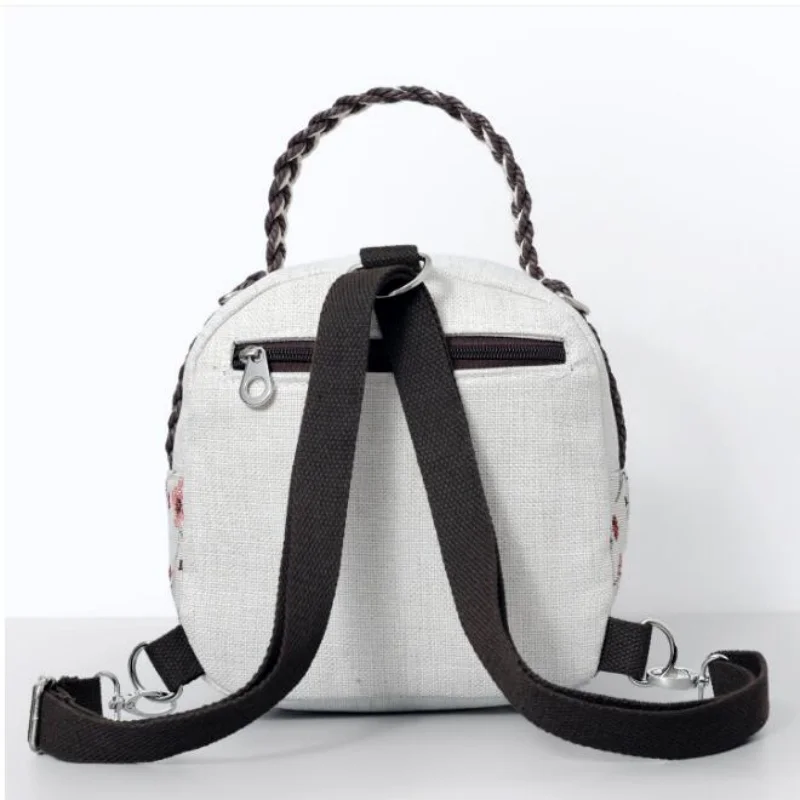 Chinese Style Hand-Knitted Top Handle Flap Backpack for Women Versatile Lightweight Small Messenger Bags with Tassel