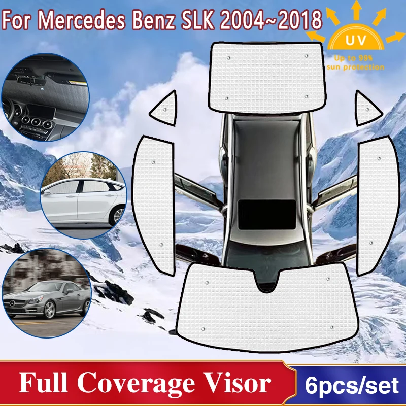 Car Windows Full Coverage Sunshades For Mercedes Benz SLK R171 R172 2004~2018 2019 2020 Auto Windshield Shaby Visor Accessories