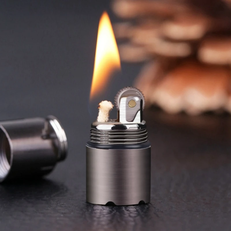 Mini Kerosene Lighter Mini Key Chain Lighter Grinding Wheel Flint Fingertip Creative Pendant Outdoor Survival Tool Men\'s Gift