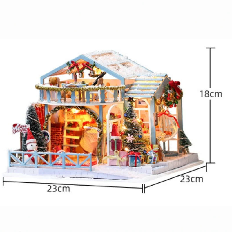 مجموعة بيت الدمى الليلية الشتوية من OUZEY، مجموعة خشبية ثلاثية الأبعاد يمكنك صنعها بنفسك، هدية رومانسية لعيد الميلاد للمراهقين #6