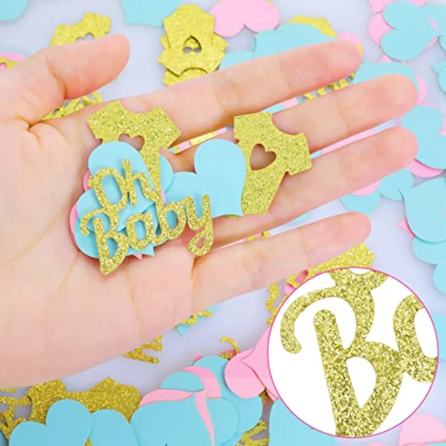 240 Stück Geschlecht offenbaren Babyparty-Dekorationen, glitzernde Babykleidung, Party-Tischkonfetti für Geschlecht offenbaren, Party-Tischdekoration