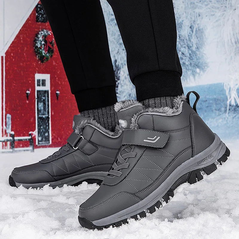 

Men's Ankle Snow Boots Winter Waterproof Sneakers Warm Plush Women Boots Outdoor Non-slip Couple Hiking Boots Work Shoes 37-46