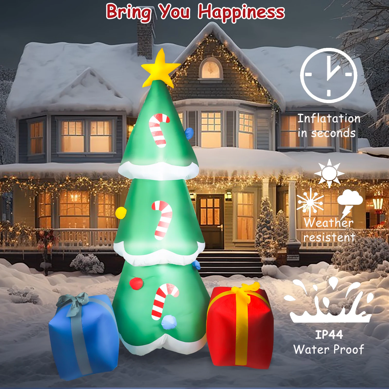 6FT Inflatable Christmas Tree Outdoor Decorations, Christmas Blow Up Yard Inflatable with Built-in LEDs for Xmas Indoor Holiday