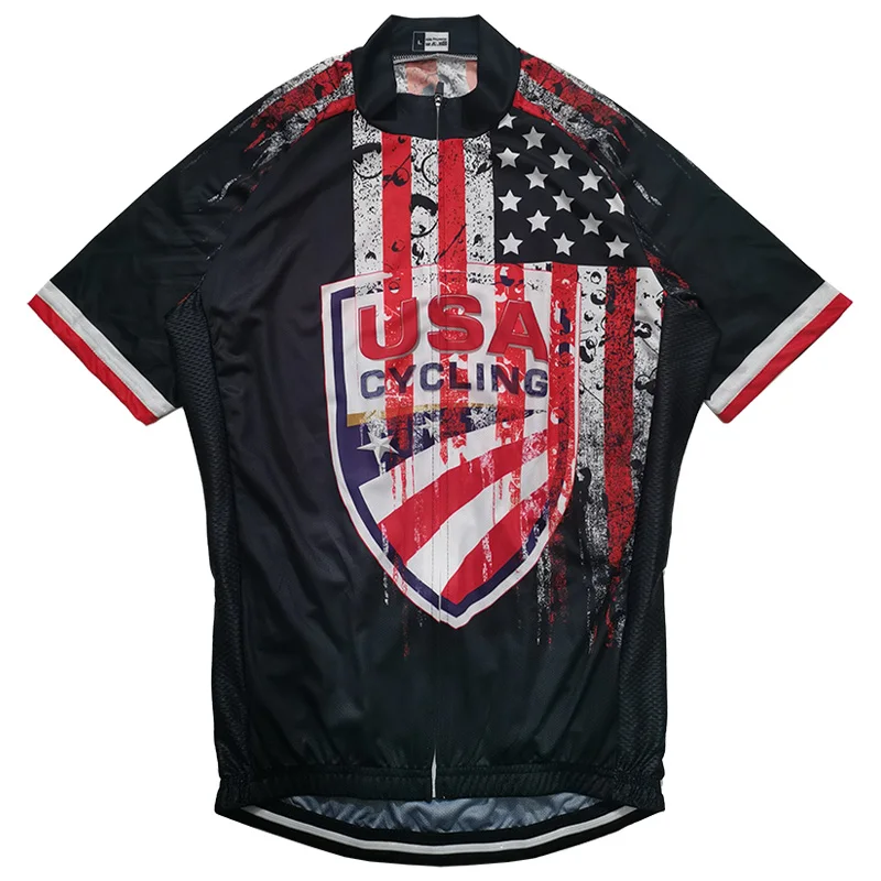 USA Cycling Bike Clothes, Short Sleeve Wear MTB Sweater, Road Top Bicycle Jacket, Outdoor Shirt Coat, Anti-UV Jersey, S, 4XL