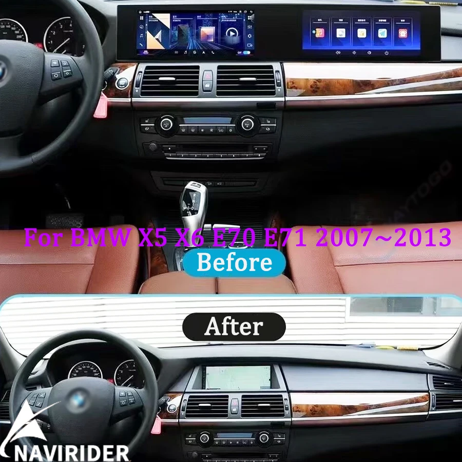 

21-дюймовый 4G изогнутый экран для BMW X5 X6 E70 E71 2007~2013, GPS-навигация, BT, DSP, Android 15, мультимедийный видеоплеер, CarPlay
