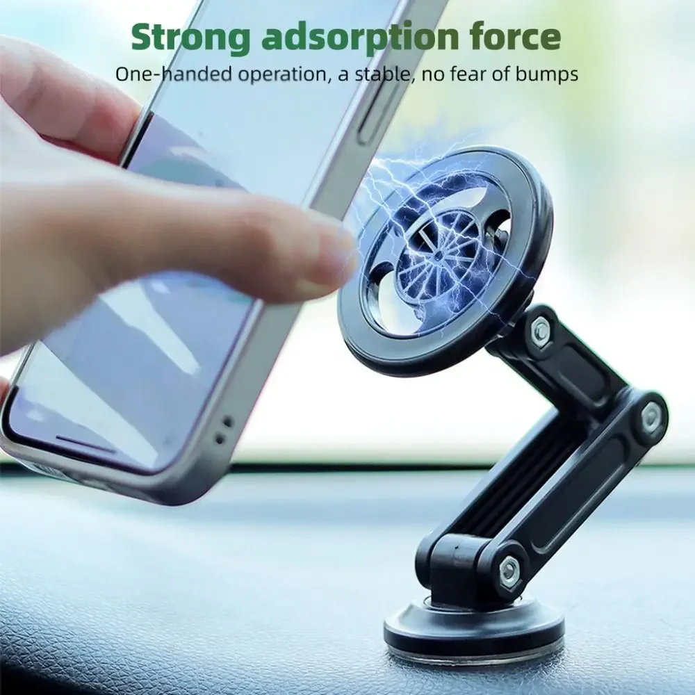 Katlanabilir 360° °   Rotasyon Araç Telefonu Tutucu Manyetik Mobil Stand Cep Telefonları iPhone Samsung Xiaomi için Magsafe için Destek Braketi
