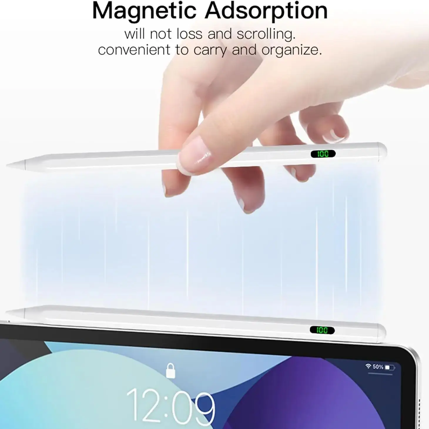 Pencil for Apple IPad Air 11 M3 M4, Stylus Pen with LED Power Display for IPad 11/10/9/8 Gen Palm Rejection Stylus for IPad Mini