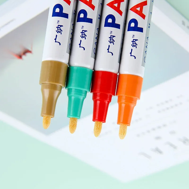 Colorful Permanent Paint Marker Waterproof White Markers Tire Tread Rubber Fabric Paint Metal 12 Colors Paint Marker Pens