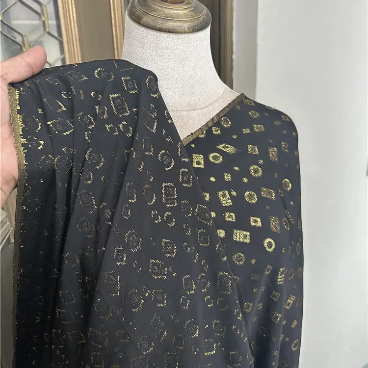 

Ткань для одежды из тутового шелка Limited Brand Tail: черная основа с золотой нитью, для платьев и солнцезащитной одежды