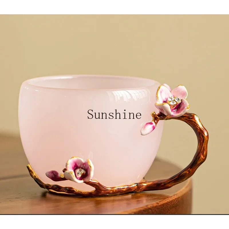 

Ancient glazed handle cup handmade coffee creative flower tea home office gift teacup