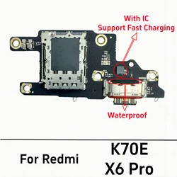 USB Charger For Xiaomi Poco X6 Pro Redmi K70E Dock Connector Board Charging Port Flex Cable Replacement Parts