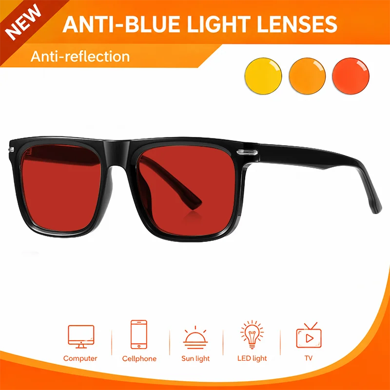 Anti Blue Light Glasses 3 Style Selections Red Sleep Lens Glasses Orange Long Time PC Gaming Glasses Yellow Polarized Eyewear