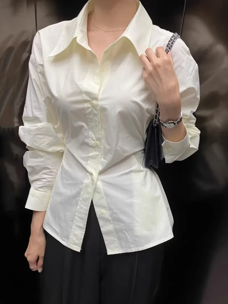 Side Button Tunic Shirts & Blouses Long Sleeve Blusas Lapel Neck Ropa Mujer Autumn Woman 2026 Camisas Single Breasted Blusa