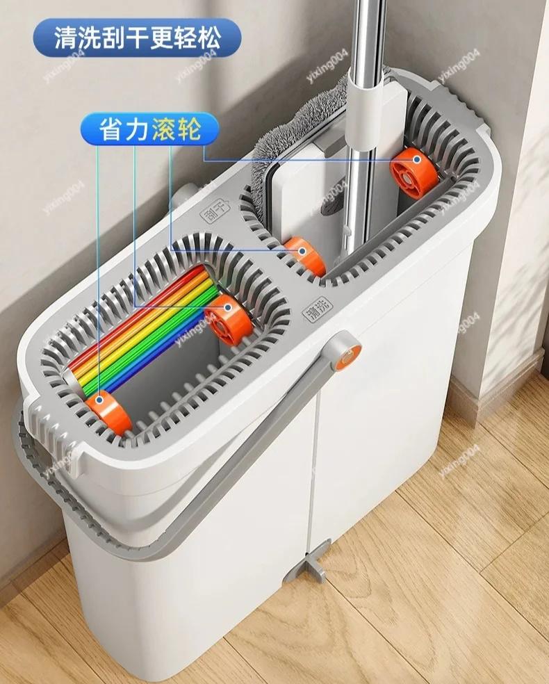 Wet Dry Spin Mop Kit Hands-Free Squeeze Design 40cm Mop for Household Floor Cleaning