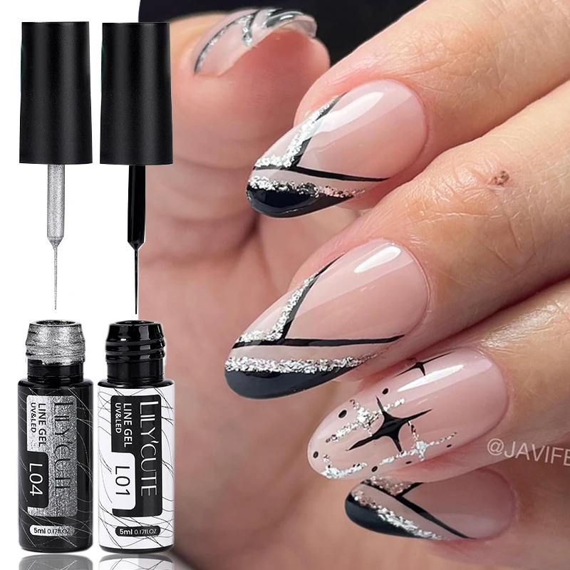 LILYCUTE 5 ml Liner Gel Nagellack UV LED Nail art Farbe Gel Wunderschöne Glitter Französisch Effekt Semi Permanent Nagel malerei UV Gel