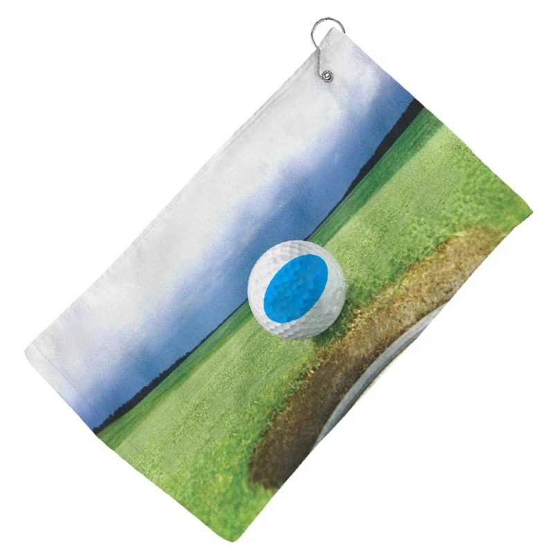 Sublimatie blanco gepersonaliseerde golfhanddoek Draagbare golfreiniger Golfhanddoek microvezelstof met clip voor golf