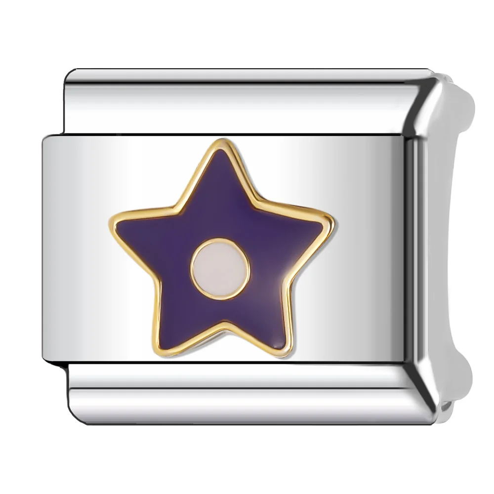 Trusta 2024 New Fashion Romantic Round Star Charm Italian Links 9mm Bracelet Stainless Steel for Women Making Jewelry N086