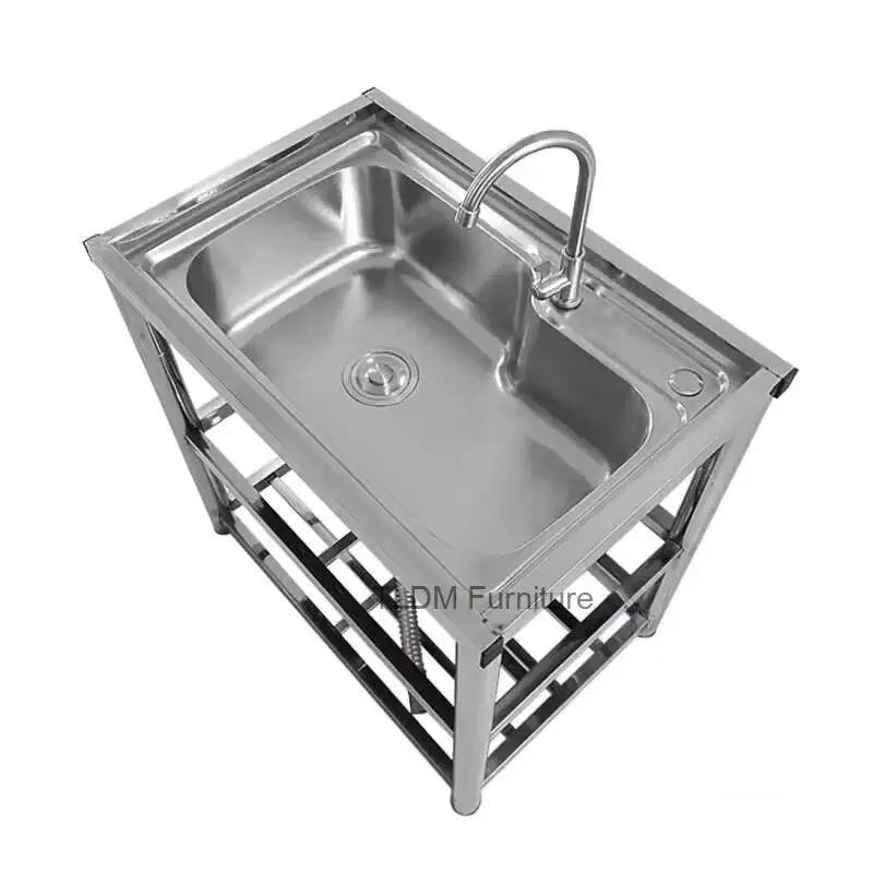 Sinks Floor-standing Outdoor Home Bracket Thickened Dishwashing with Sinks Stainless for Commercial Kitchen Steel Sink Kitchen Q