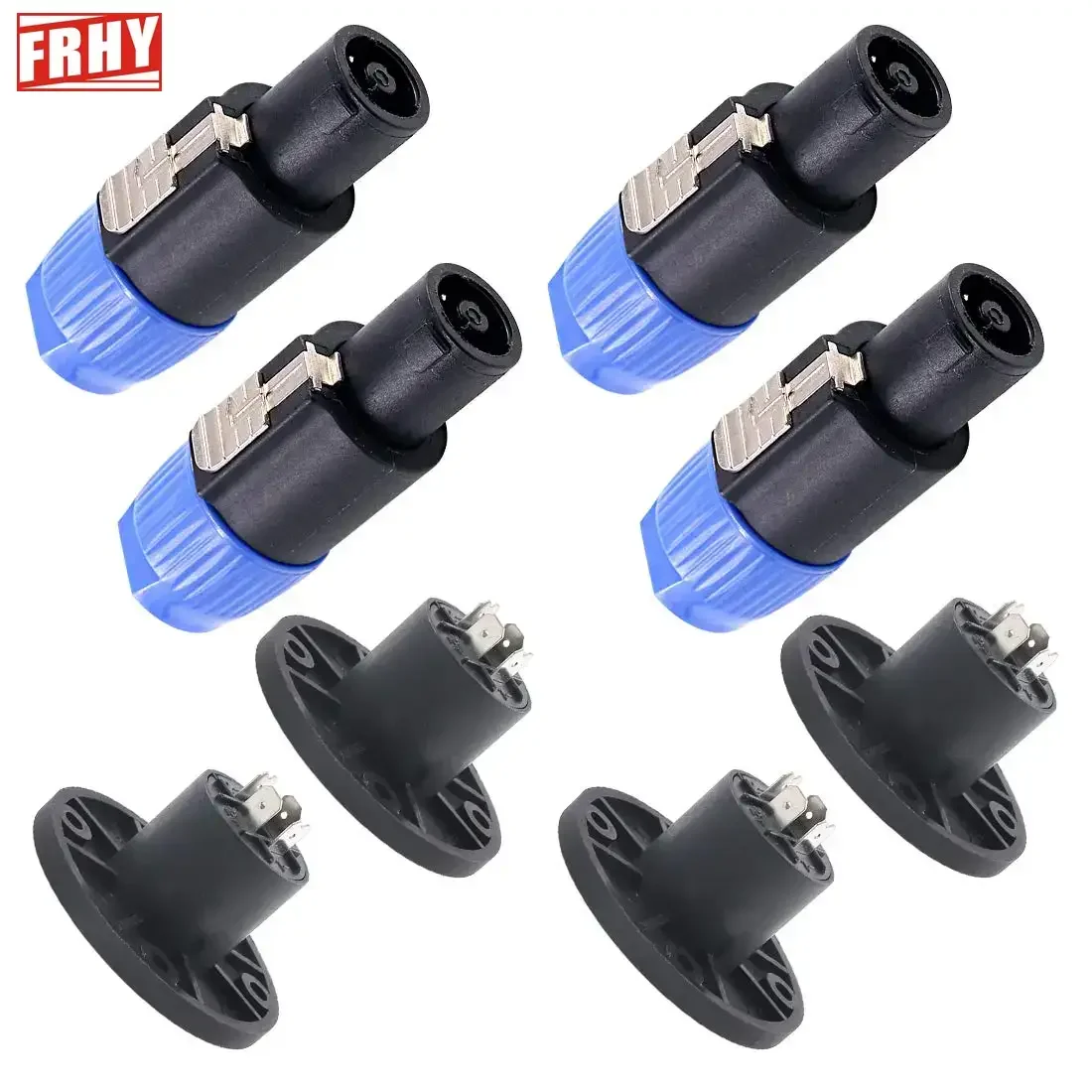Kit de plugue de alto-falante de áudio de 8 pacotes, trava de torção de plugue de alto-falante de 4 polos compatível com Jack Twist Lock redondo perfeito para Neutrik Speakon