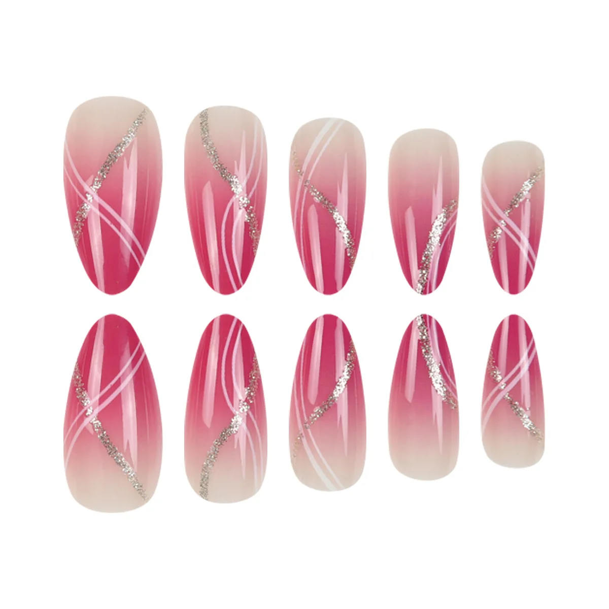 Mid-length Almond Full Cover Nails Tips Almond Press on False Nails Simple Detachable Finished Full Cover Nail Tips 24Pcs