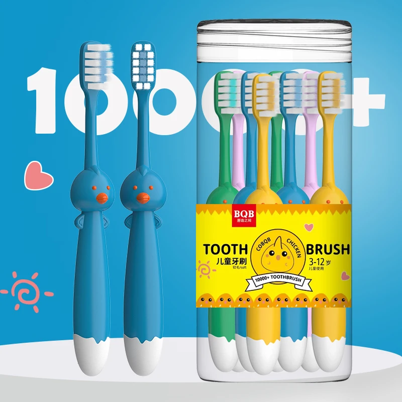 8 PC/Barrel Cute Cartoon Chick Toothbrush For children Girl And Boy Comfortable Bristles That Do Not Harm Teeth 3-12 Years Old