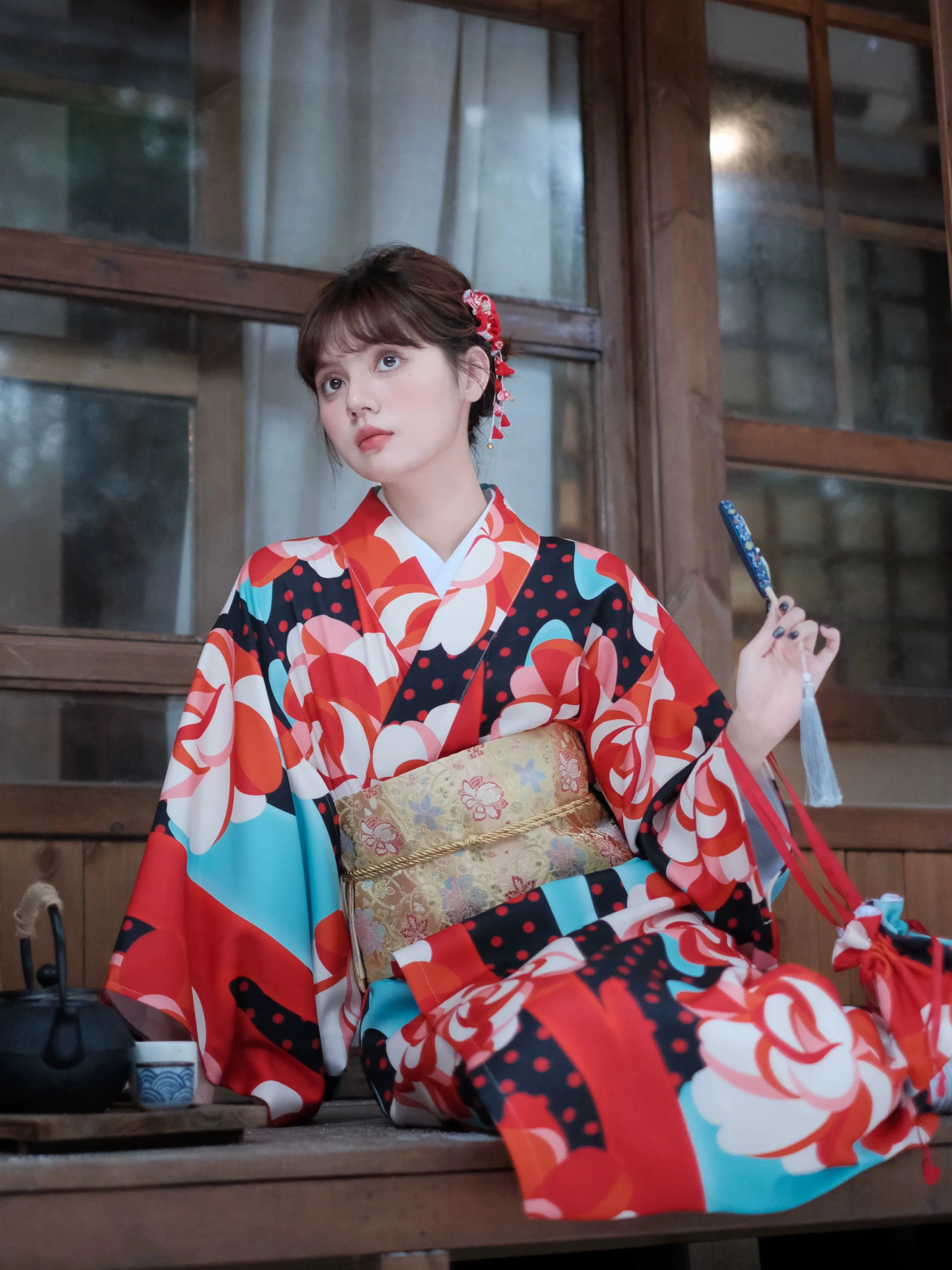 Women's Japan Style Traditional Kimono Modified Beautiful Yukata Photography Dress Cute Amine Cosplay Dress