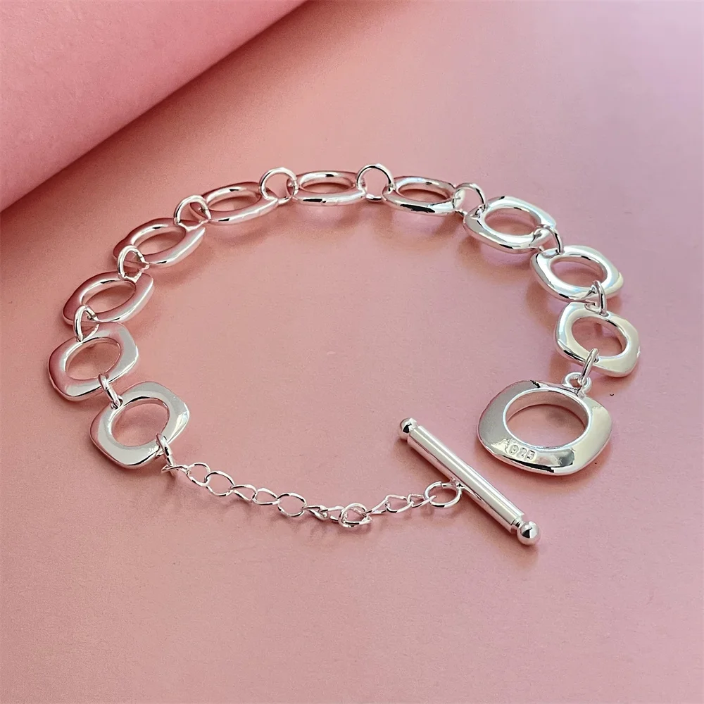 925 sterling silver bracelet 10MM inch sideways Cuban chain men's engagement jewelry gift
