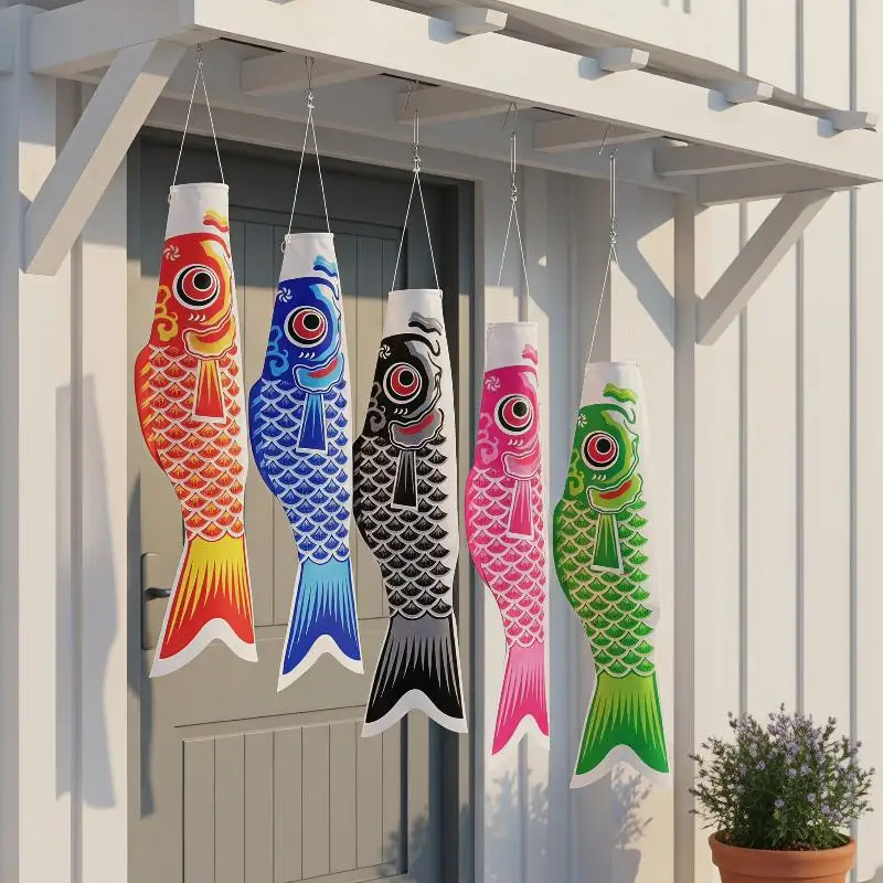 Japanese Style Koinobori Flag Water Resistant Mini Colorful Carp Windsock for Outdoor Picnic Decor Creative Friendship Gift