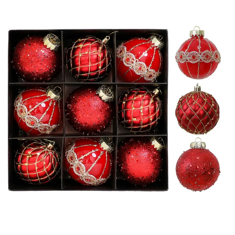 9Pcs 8cm Christmas Balls Shatterproof Decorative Christmas Hanging Pendants Irregular-Shaped Plastic Christmas Tree Decoration