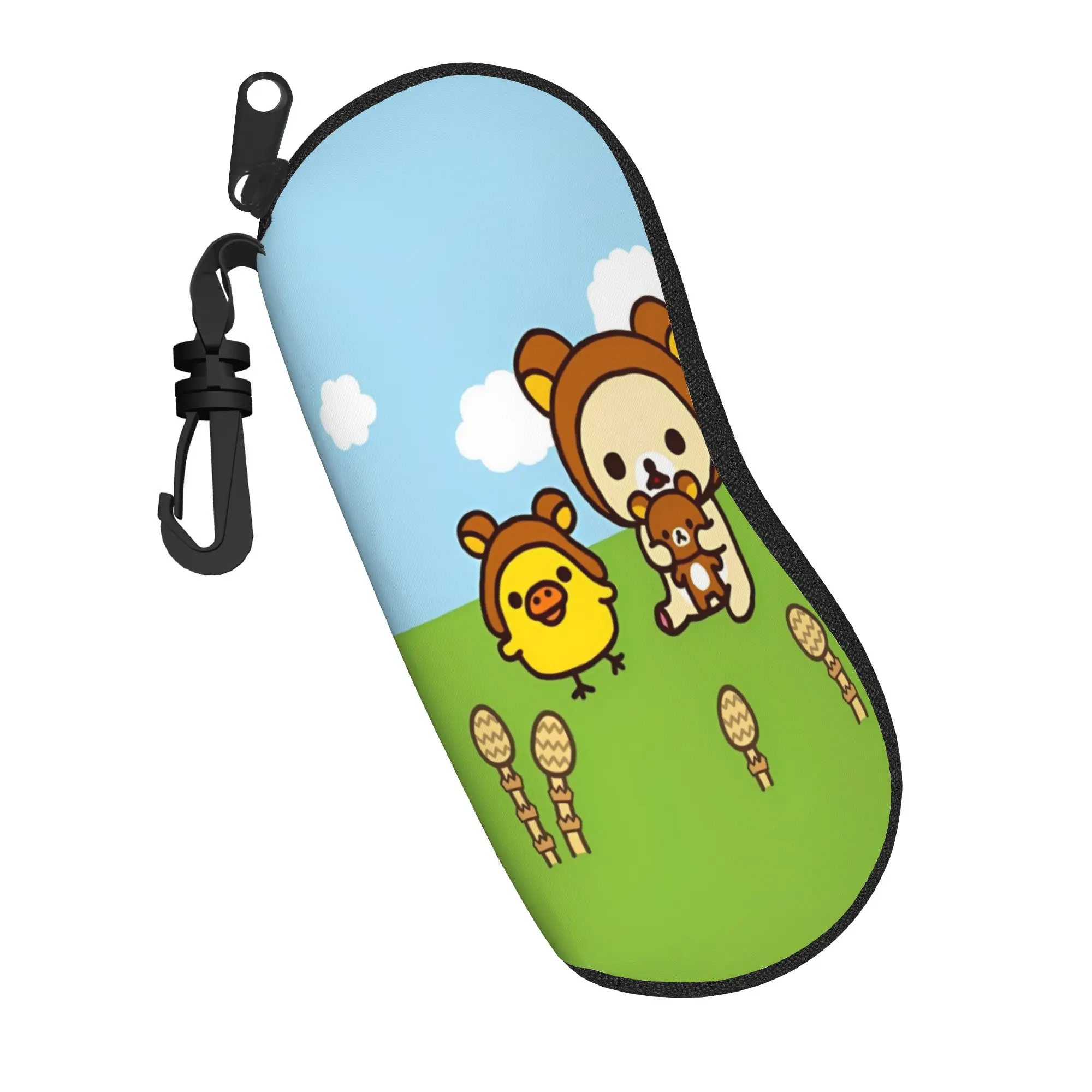 Rilakkuma  Merch Glasses Case for Girl Boy Waterproof Zipper  Eyeglasses Storage Box Charming Eye Contacts Case