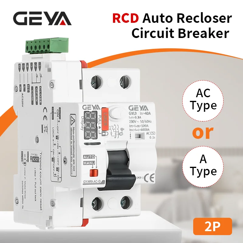 GEYA GYAR9 RCD Auto Recloser Circuit Breaker 2P 40A Safety Switch Smart Remote Control Photovoltaic Special Reclosing AC-220V