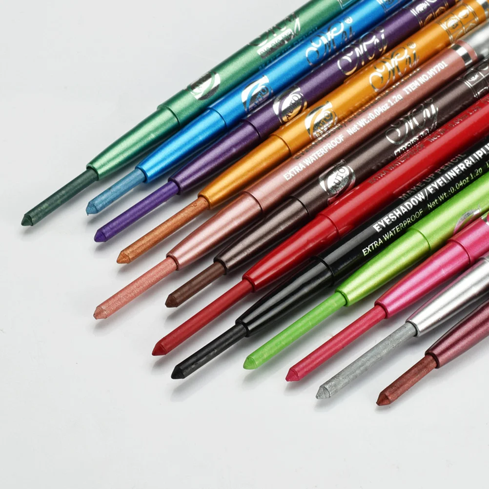 

12Pcs Waterproof Eyeshadow Pen Set Long Lasting Colorful Eye Shadow Pencil Pearl Luster Smooth Texture Easy to Control Color