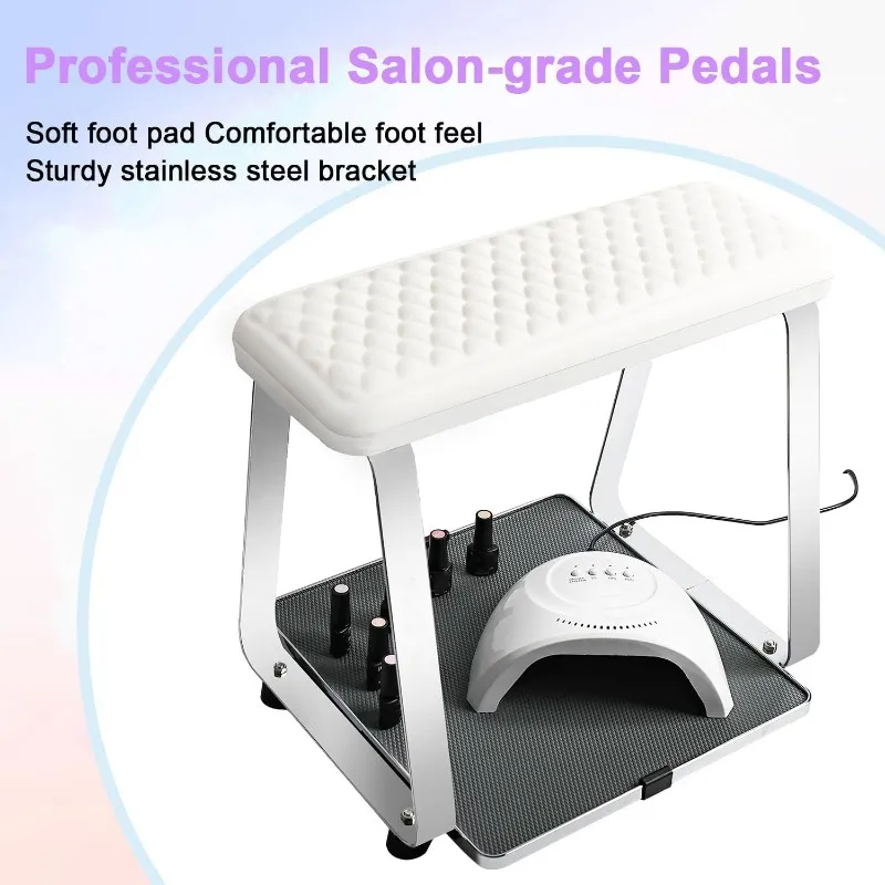 AA51 Pedicure Stool In Stainless Steel Featuring Movable Footrest And Hand Pillow-Pedicure Station For Salon And For Home Use