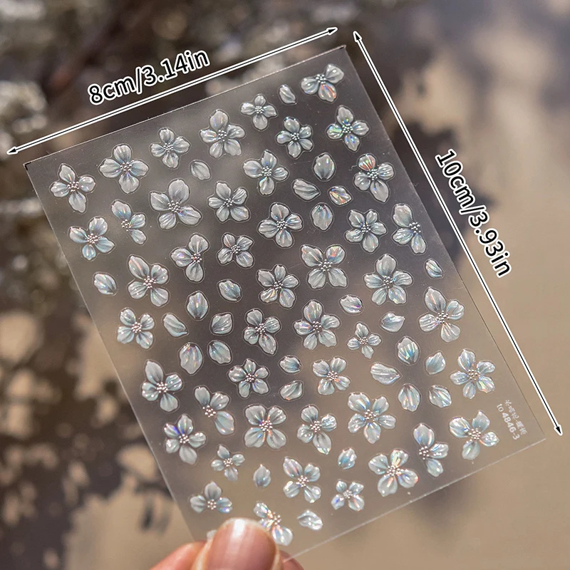 3Pcs Shell Flower Nail Art Sticker Designs Self Adhesive Nail Charm Decoration Stereoscopic Decal Acessories