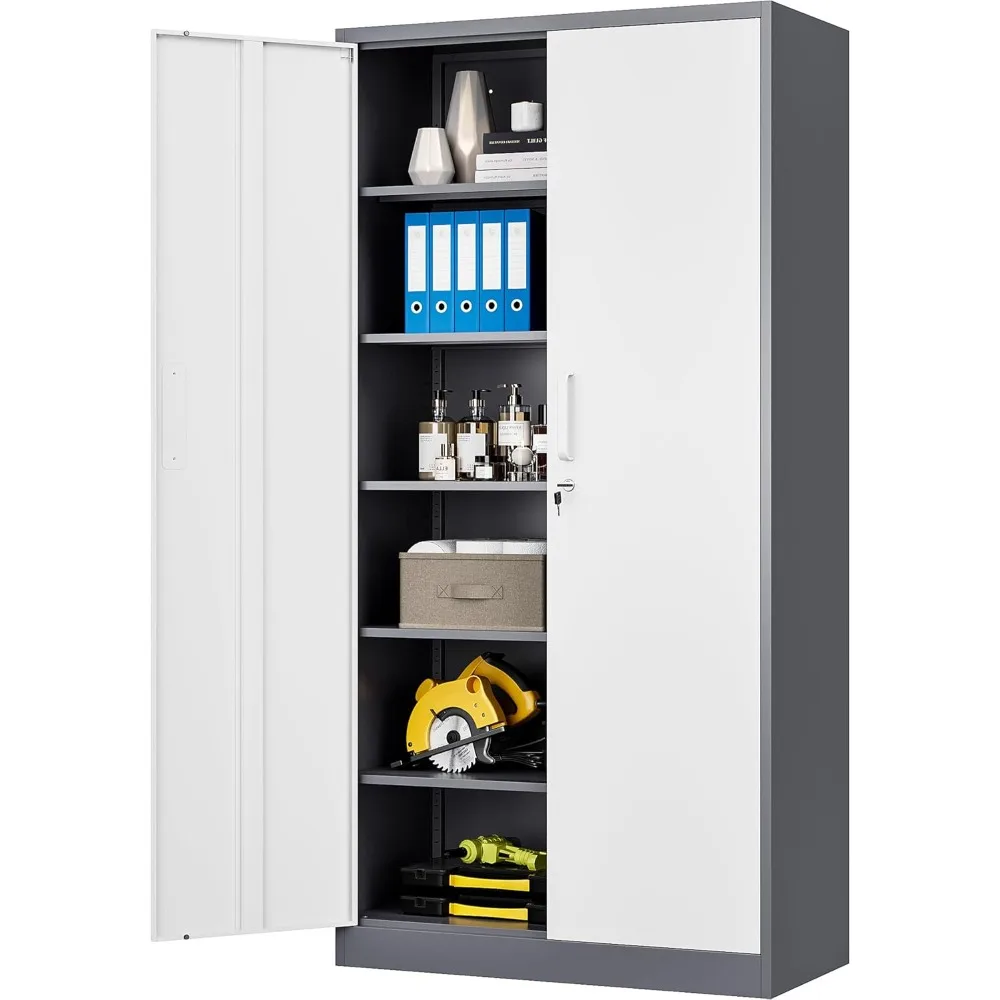 

Metal Garage Storage Cabinet, 71-inch Tall Cabinet with Adjustable Shelves & Locking Doors, Tool Cabinets for Garage,Office,Home