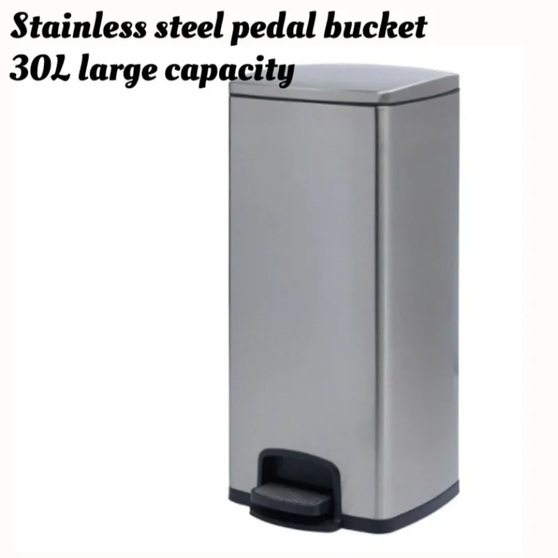 

Stainless Steel Nordic Air-tight Waste Bin Large-capacity Foot-stepping Kitchen Waste Bin Double Bucket Luxury Home Merchandises